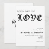 シンプルゴシッファンシーク無し愛結婚の 招待状 (正面/裏面)