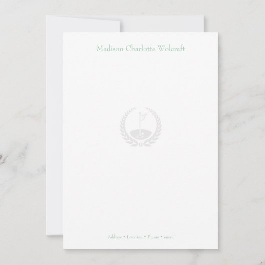 シンプルゴルフテーマデザインカスタマイズフラットノートカード サンキューカード (正面)