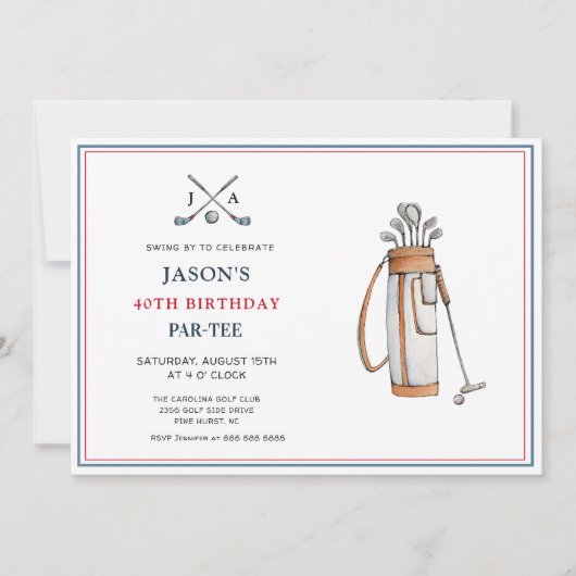 シンプルゴルフテーマPAR-T誕生日 招待状 (正面)