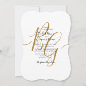 シンプルゴールデンエレガントイニシャル結婚式招待状 招待状 (正面)