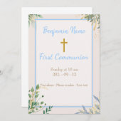 シンプルゴールデンクロスボーイフローラ招待状 招待状 (正面/裏面)