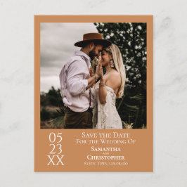 シンプルゴールデンタンウェディング日付写真を保存 ポストカード