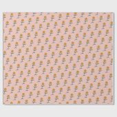 シンプルゴールデンバラディティフローラピンクホリデーギフト ラッピングペーパー (フラット)