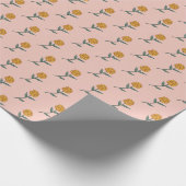 シンプルゴールデンバラディティフローラピンクホリデーギフト ラッピングペーパー (角)