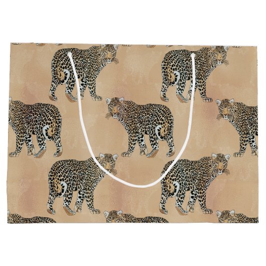シンプルゴールデンヒョウ動物模様 ラージペーパーバッグ (裏面)