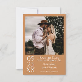 シンプルゴールデンモダンタミニマルン写真結婚の セーブザデート