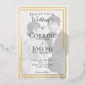 シンプルゴールドフォイルフォト結婚式招待状 箔招待状 (正面)