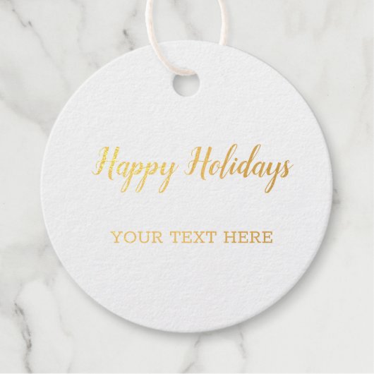 シンプルゴールドフォイル幸せ休暇ギフトモダンラベル フェイバータグ (正面)