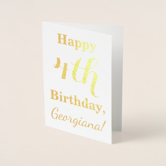 シンプルゴールドフォイル4th誕生日+名前をカスタムする 箔カード (正面)
