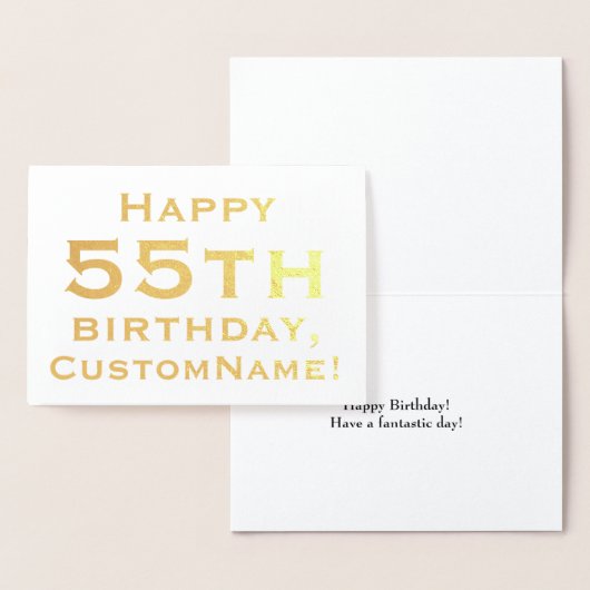 シンプルゴールドフォイル55th誕生日グリーティングカード 箔カード (ディスプレー)