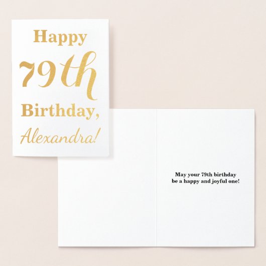 シンプルゴールドフォイル「HAPPY 79誕生日」 +名前 箔カード (ディスプレー)