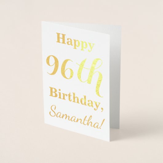 シンプルゴールドフォイル「HAPPY 96誕生日」 +名前 箔カード (正面)