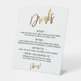 シンプルゴールド手書きタイポグラフィ「ドリンク」メニュー 台座サイン