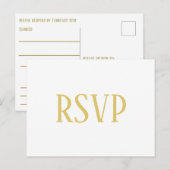 シンプルゴールド - RSVP/ディナー選択はがき ポストカード (正面/裏面)