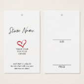 シンプルサイズ衣料ぶら下がったの表示価格ラベル (正面&裏面)