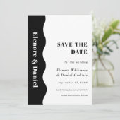 シンプルサイドウェーブブラックとホワイトフォト結婚ズ セーブザデート (スタンド正面)