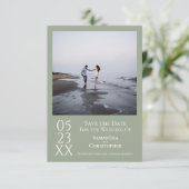 シンプルサゲモダングリーンミニマリスト結婚写真 セーブザデート (スタンド正面)