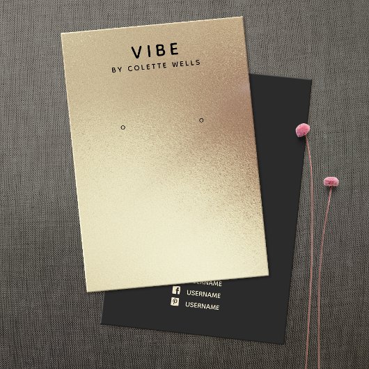 シンプルサテン金ゴールド水彩耳飾りディスプレイ 名刺