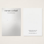 シンプルサテン銀モダンイヤリングディスプレイカード (正面&裏面)