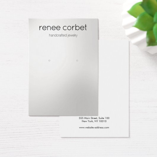 シンプルサテン銀モダンイヤリングディスプレイカード (デスク)