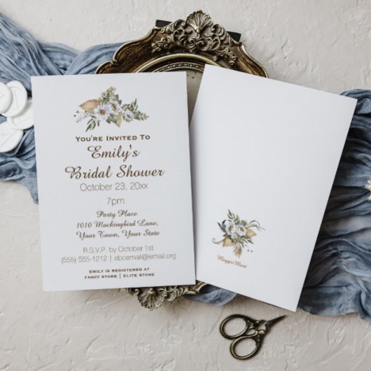 シンプルサバエレガントナフローラブライダルシャワー 招待状