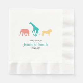 シンプルサファリ動物の少年の赤ちゃんシャワーsipと参照 縁ありランチョンナプキン