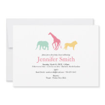 シンプルサファリ動物シルエットガールベビーシャワー