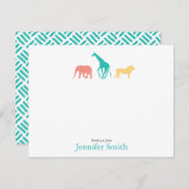 シンプルサファリ動物パーソナライズステーショナリーボーイ 招待状 (正面/裏面)