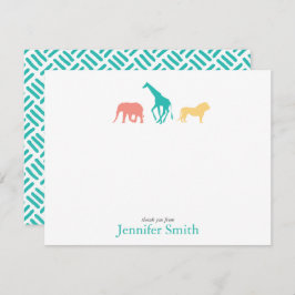 シンプルサファリ動物パーソナライズステーショナリーボーイ 招待状