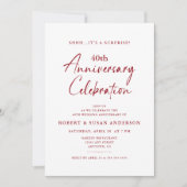 シンプルサプライズ40周年結婚ルビーレッド 招待状 (正面)