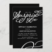 シンプルサプライズ50エレガントth誕生日招待状 招待状 (正面/裏面)