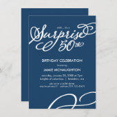シンプルサプライズ50エレガントth誕生日招待状 招待状 (正面/裏面)