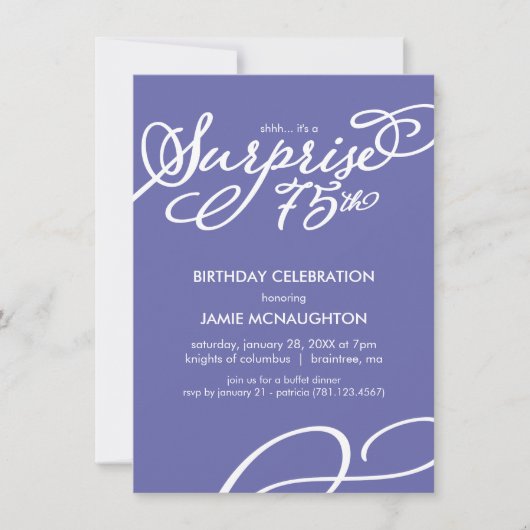 シンプルサプライズ75エレガント誕生日招待状 招待状 (正面)