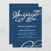 シンプルサプライズ80エレガントth誕生日招待状 招待状 (正面/裏面)