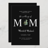 シンプルサボツモノグラムブラック日付を保存Invita 招待状 (正面/裏面)