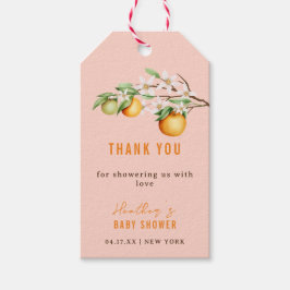 シンプルサマーオレンジ柑橘系ベビーシャワーサンキュー ギフトタグ