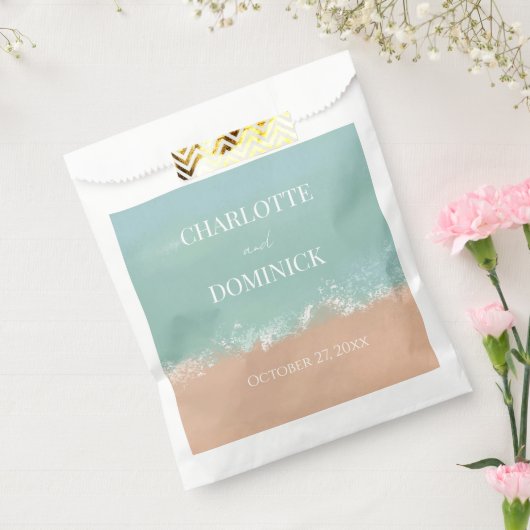 シンプルサマーシーサイドビーチ結婚式の好意 フェイバーバッグ (封をした状態)