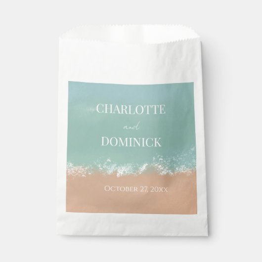 シンプルサマーシーサイドビーチ結婚式の好意 フェイバーバッグ (正面)