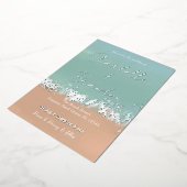 シンプルサマーシーサイドビーチ結婚式シルバー 箔招待状 (回転した状態)