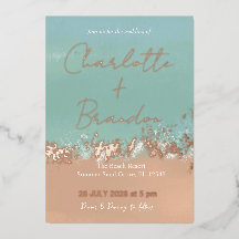 シンプルサマーシーサイドビーチ結婚式ロセゴールド