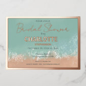 シンプルサマーシーサイドビーチ結婚式金ゴールド 箔招待状 (正面)