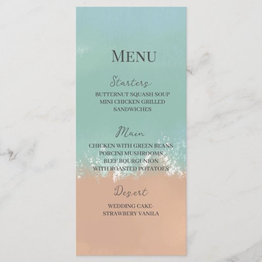 シンプルサマーシーサイドビーチ結婚式 メニュー (正面)