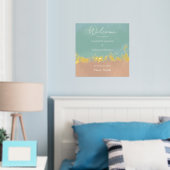 シンプルサマーシーサイドビーチ結婚式 箔ポスター (インサイチュ (寝室))