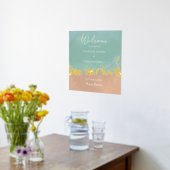 シンプルサマーシーサイドビーチ結婚式 箔ポスター (レイダウン (キッチン))