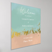 シンプルサマーシーサイドビーチ結婚式 箔ポスター (レイダウン)