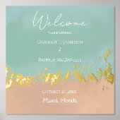 シンプルサマーシーサイドビーチ結婚式 箔ポスター (正面)