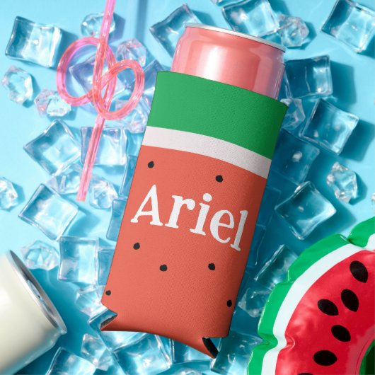 シンプルサマースイカ（ピンク）スライスのパーティーの好意 スリム缶クーラー (インサイチュ 夏)