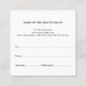 シンプルサロンエレガント赤いハートホワイト美しい スクエア名刺 (裏面)