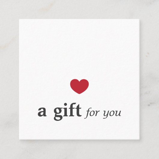 シンプルサロンエレガント赤いハートホワイト美しい スクエア名刺 (正面)