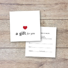 シンプルサロンエレガント赤いハートホワイト美しい スクエア名刺